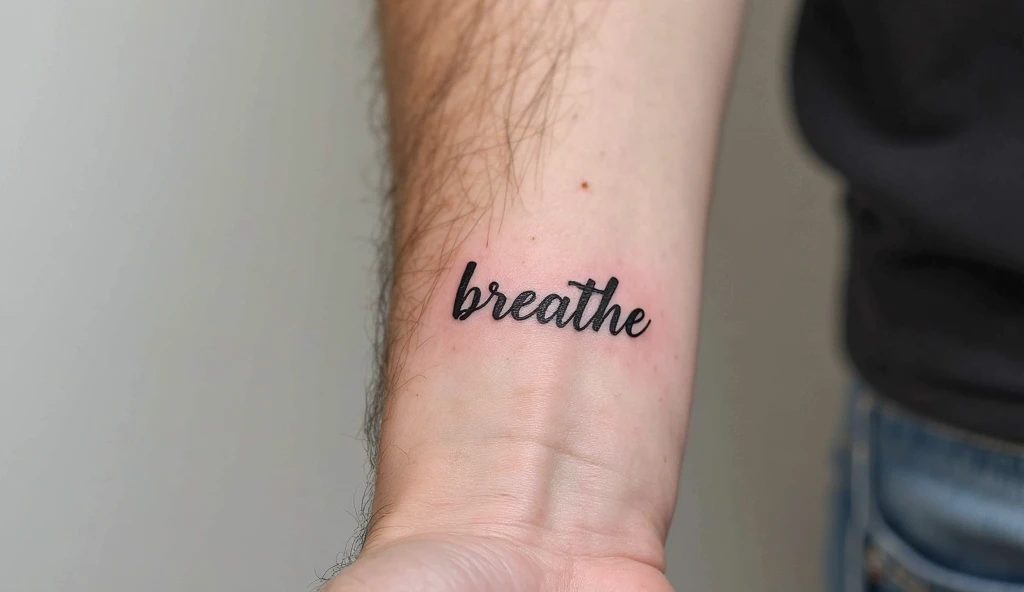 Minimalist script small tattoo ideas for wrist symbolizing quotes, personal beliefs, and self-expression.