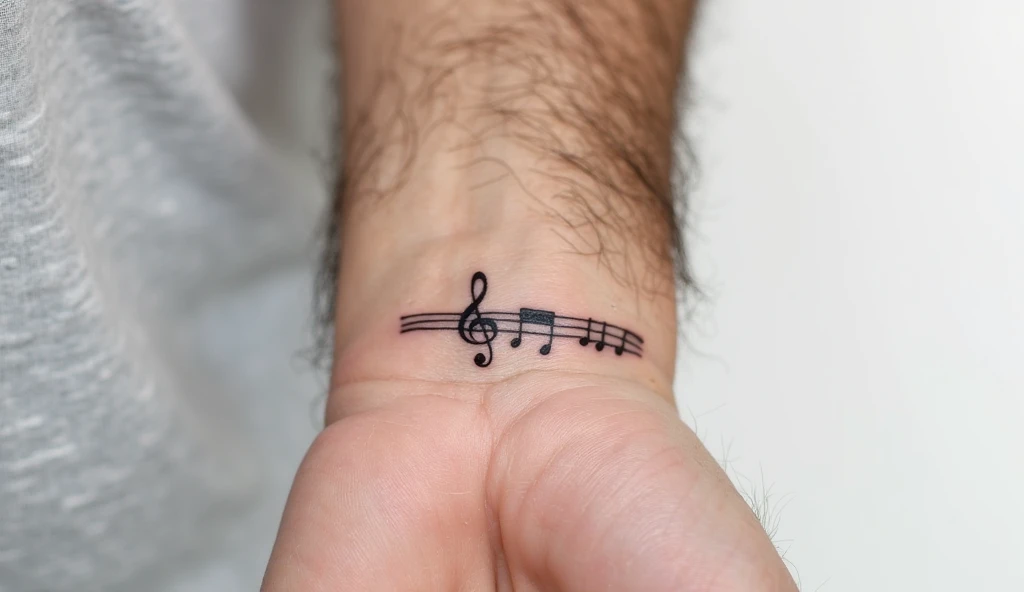 Music notes small tattoo ideas for wrist representing passion, creativity, and rhythm of life.