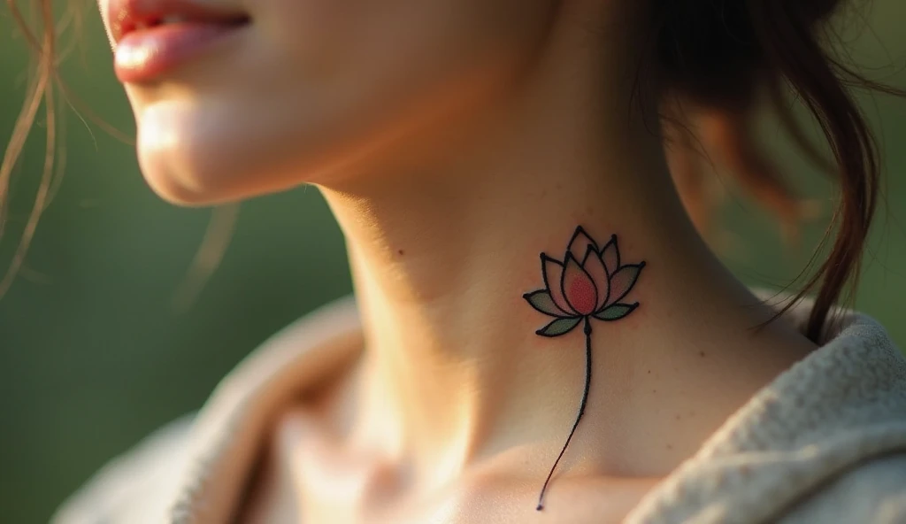 Small symbolic tattoo of a lotus flower representing rebirth, peace, and rising above struggles.