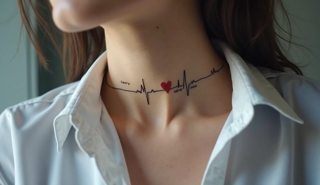 Small symbolic tattoo of an EKG heartbeat line representing life, vitality, and love.