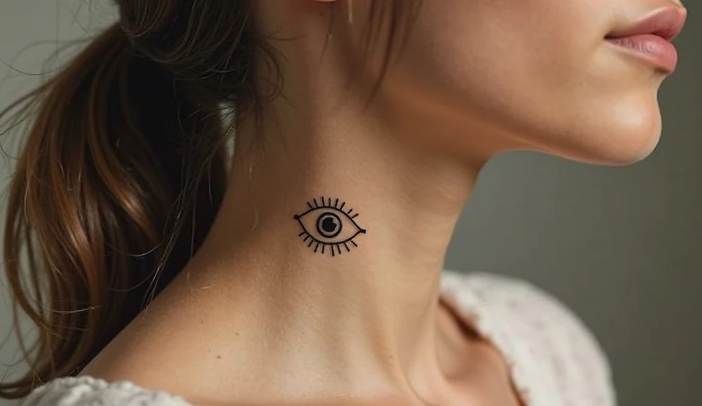 Small symbolic tattoo of the evil eye offering spiritual protection, intuition, and positive energy