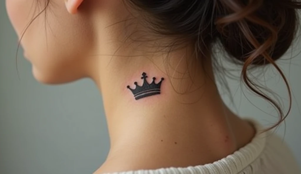 Small symbolic tattoo of a crown symbolizing strength, self-worth, victory, and resilience
