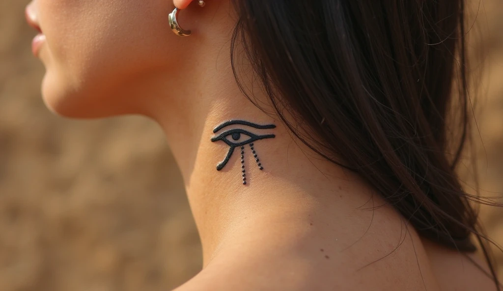 Small symbolic tattoo of the Eye of Horus symbolizing ancient protection, healing, and divine power.