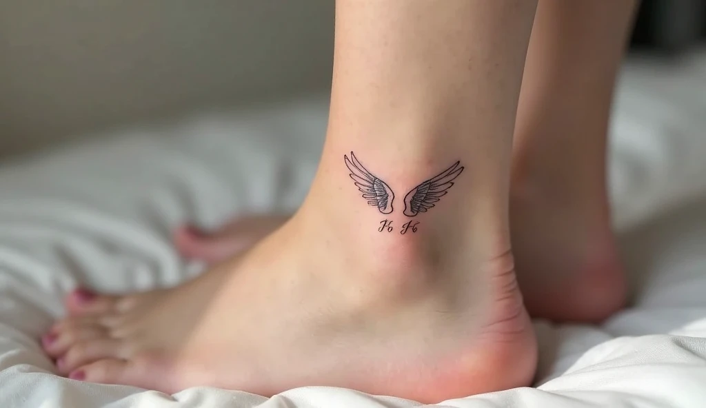 small Angel Wings ankle  Tattoo  