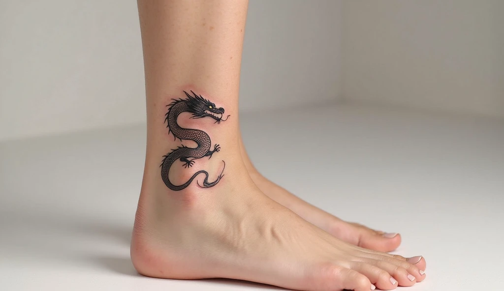 samll Dragon  ankle tattoo