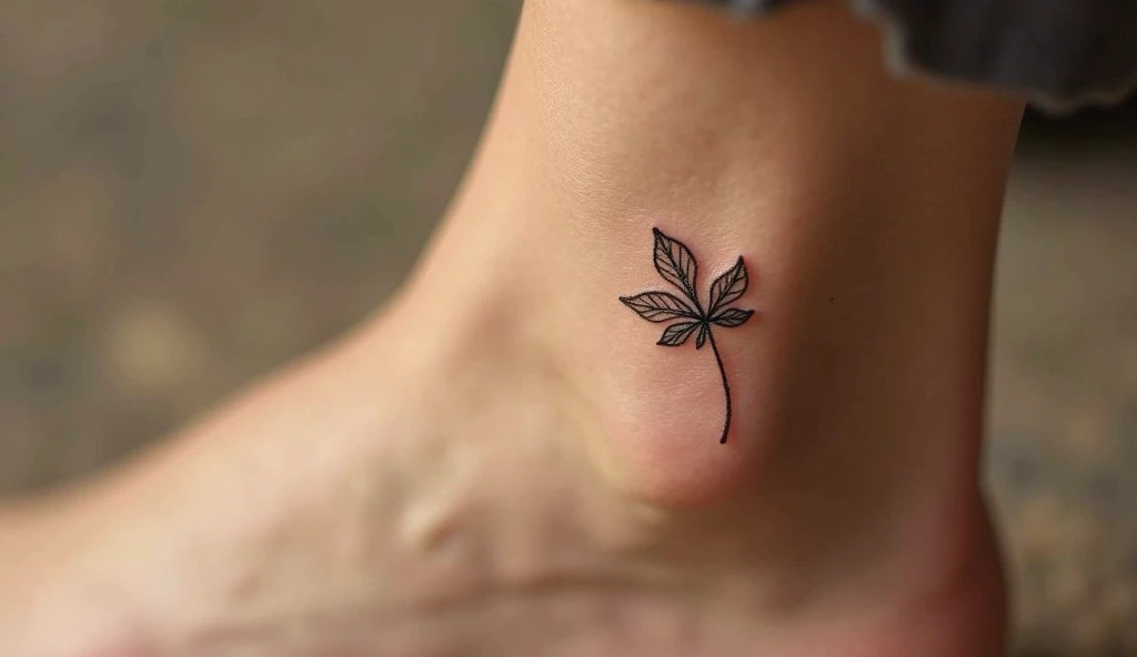 samll Leaf ankle tattoo