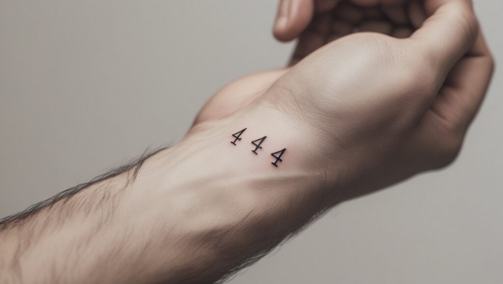 Angel numbers small tattoo ideas for wrist representing spirituality, guidance, and higher connection.
