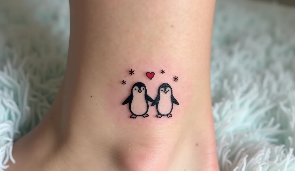 small Penguins ankle  Tattoo  