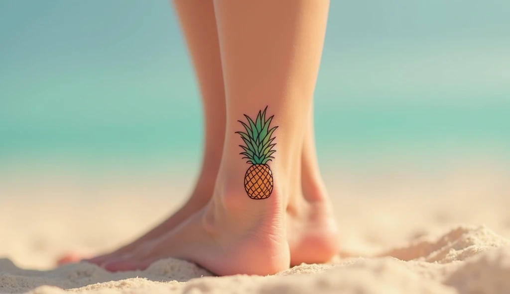 small Pineapple  ankle tattoo