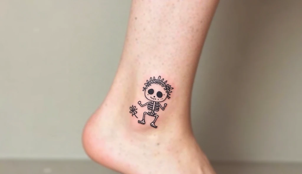 samll Skeleton ankle tattoo