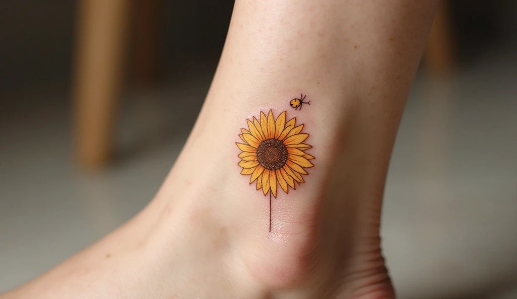 small Sunflower ankle  Tattoo  