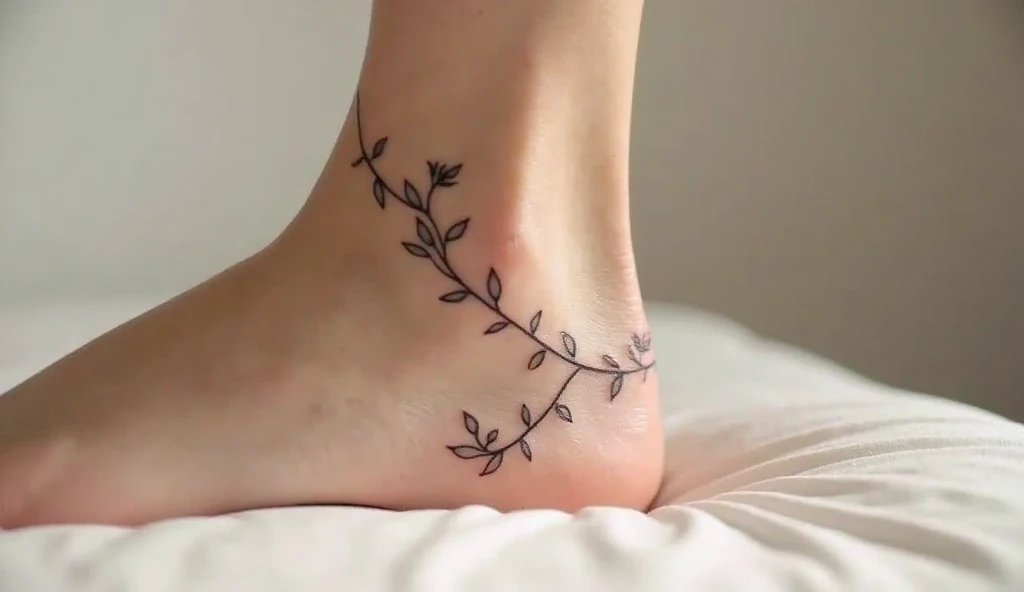 small Vine ankle tattoo
