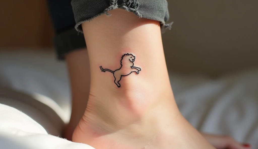 small Zodiac Sign ankle tattoo