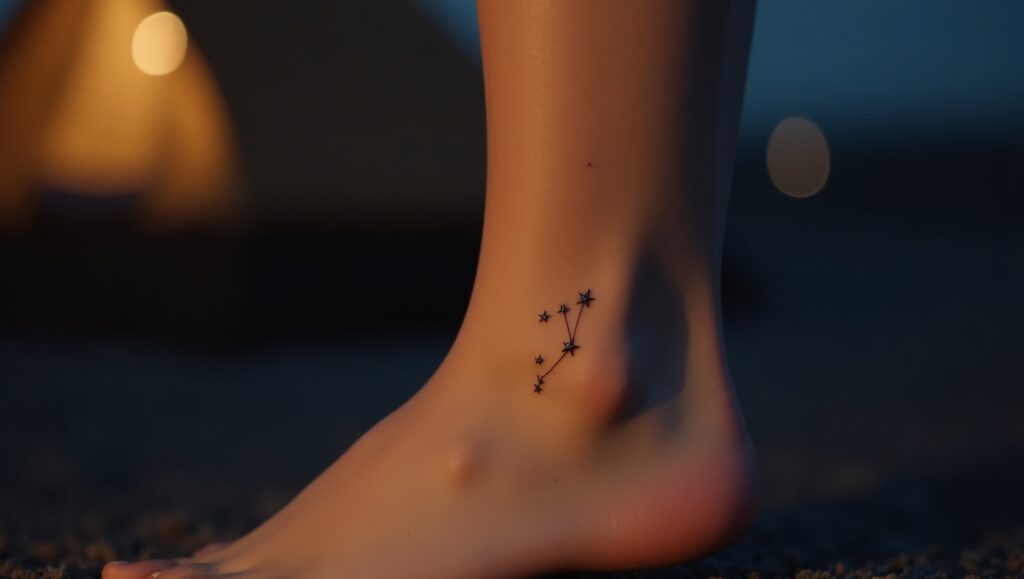 small Tiny Star Cluster ankle tattoo 