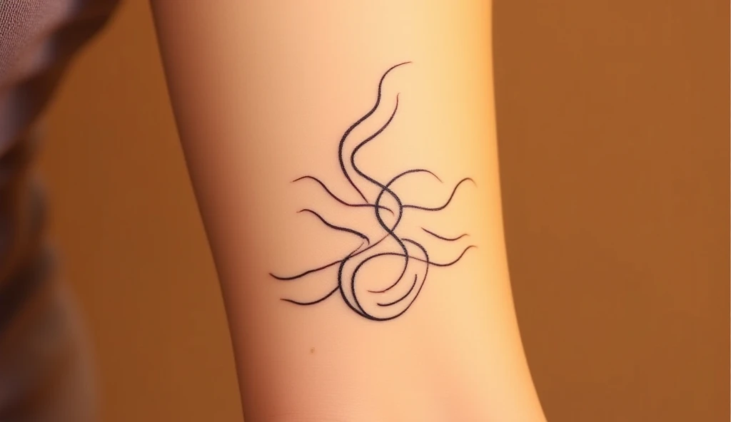 Breath symbol spiritual tiny tattoo on wrist reminding mindfulness, calm, and inner peace.