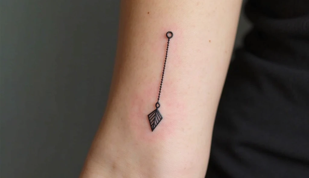 Pendulum spiritual tiny tattoo on wrist symbolizing guidance, intuition, and balance in life decisions.