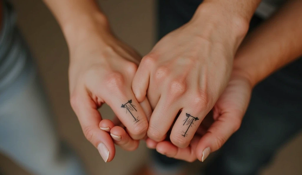 Minimalist arrows finger tattoo ideas on finger symbolizing direction, destiny, and moving
