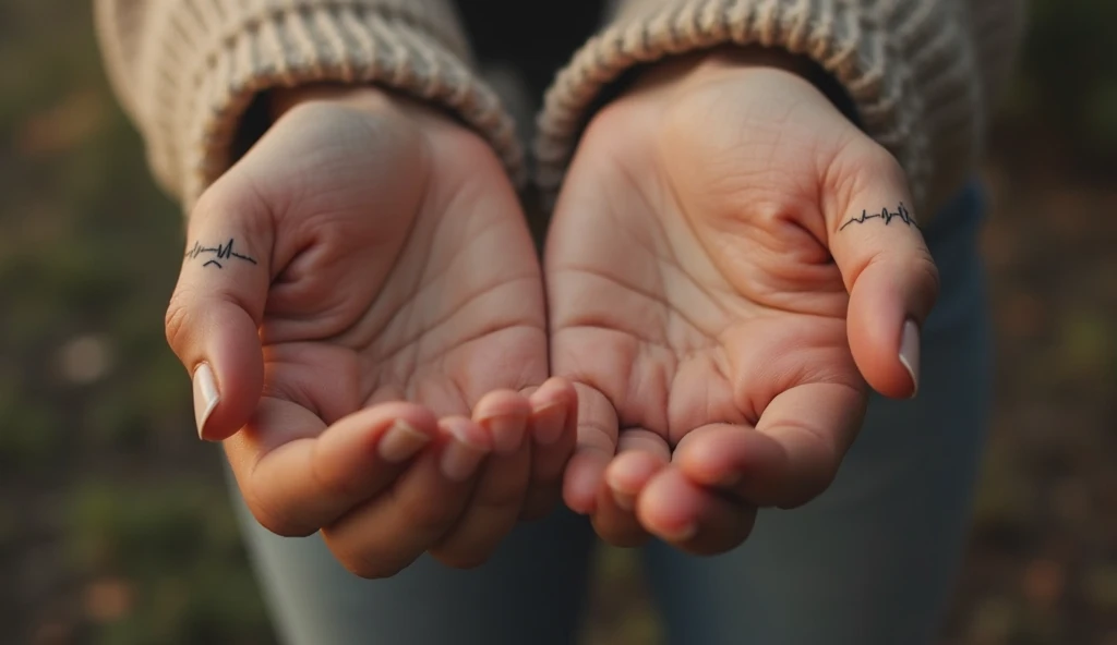 Heartbeat line finger tattoo ideas on finger symbolizing life, passion, and romantic connection.