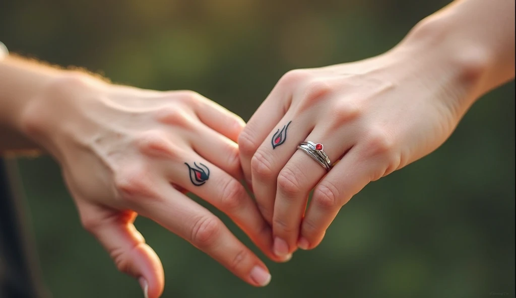 Matching tiny flames finger tattoo ideas on finger symbolizing passion, fire, and eternal love.