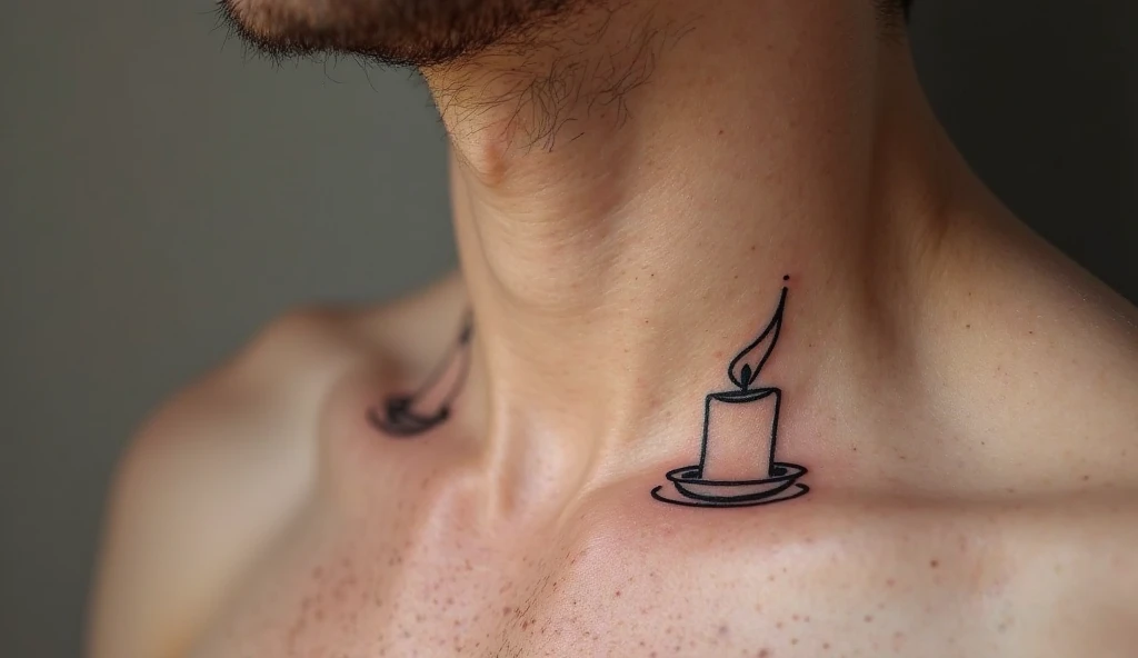 Candle outline tattoo representing hope and light, one of the most symbolic meaningful small tattoos.