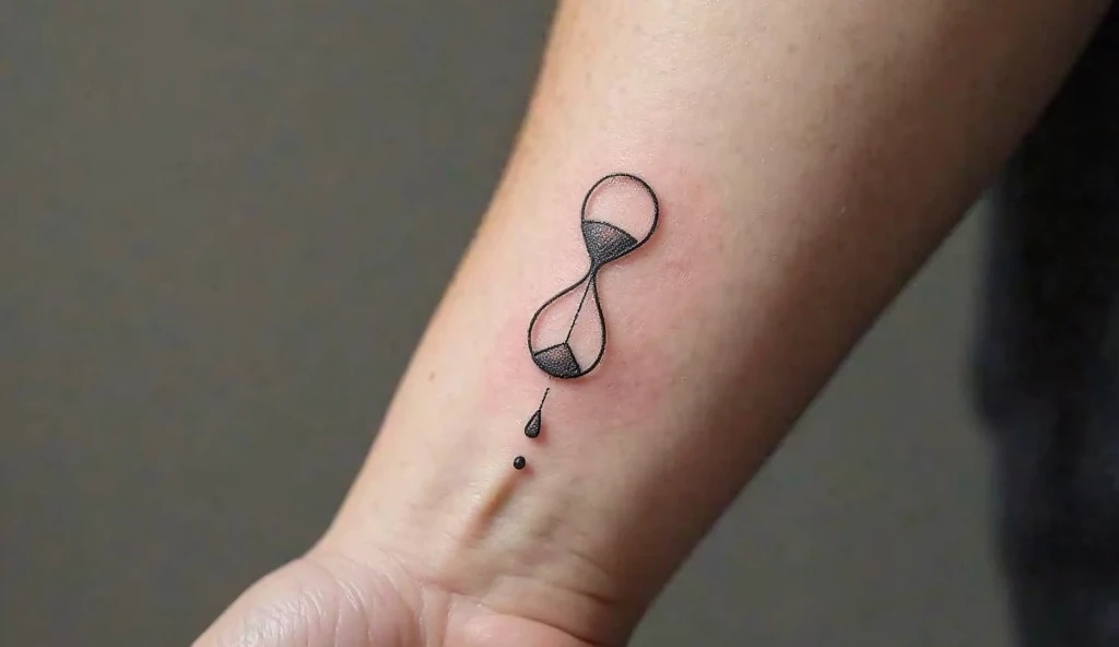 Tiny sand timer tattoo representing patience and time, among meaningful small tattoo designs.