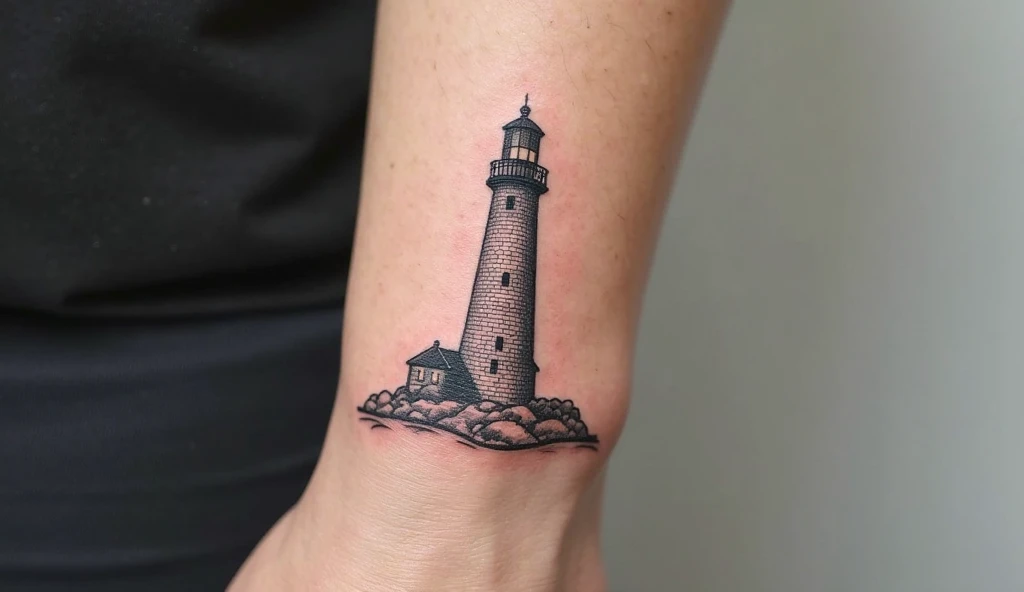 Hyper Realistic Lighthouse – Realistic lighthouse aesthetic tattoo design symbolizing guidance and hope.