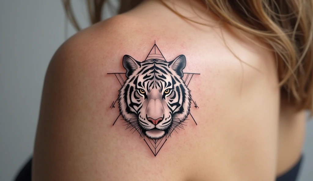 Tiger Geometric Cat Tattoo
