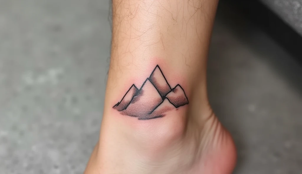 Mini Ankle Mountain Outline Tattoo