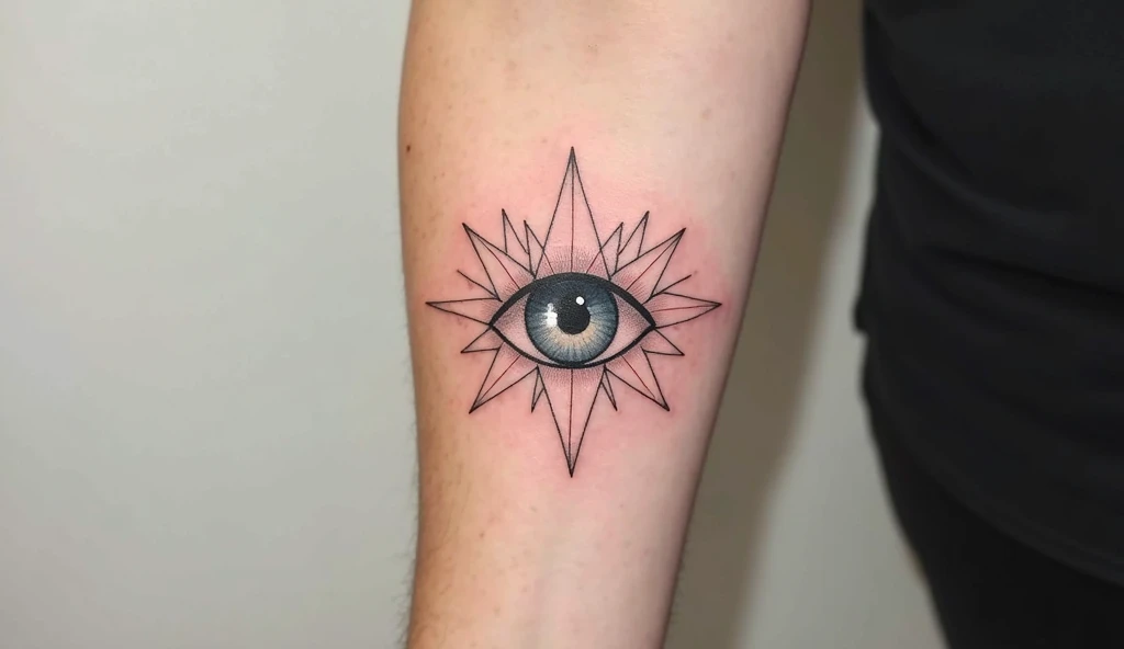 Realistic Eye Geometrical Tattoo