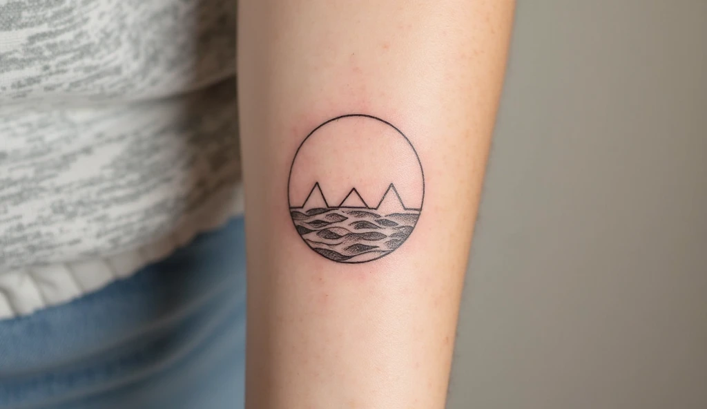 Circular Framed Beach Tattoo