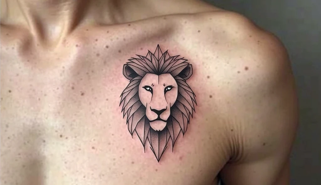 Simple Geometric Lion Tattoo