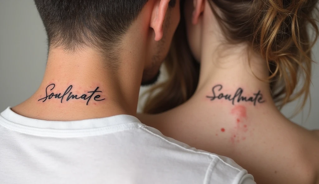 Soulmate Script Fine Line Tattoos for Couples