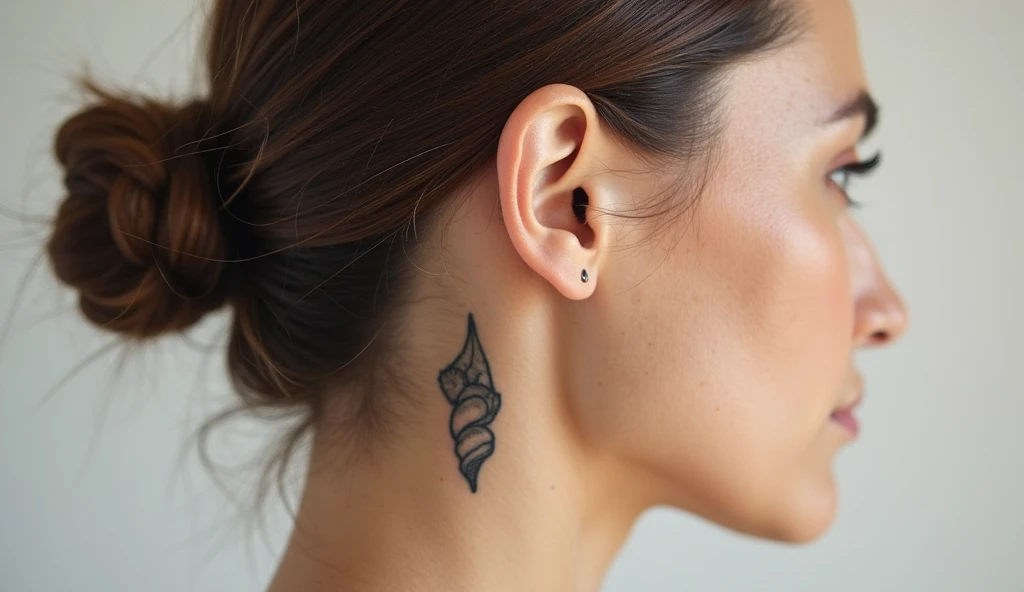 Sea Shell Behind Ear Tattoo Design