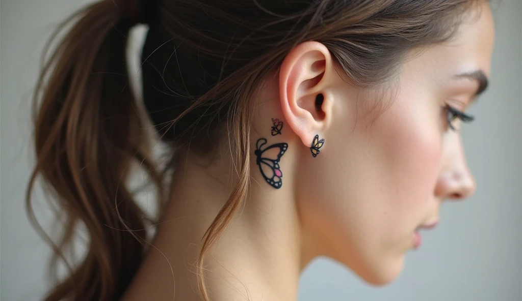Butterfly Behind Ear Tattoo Designs