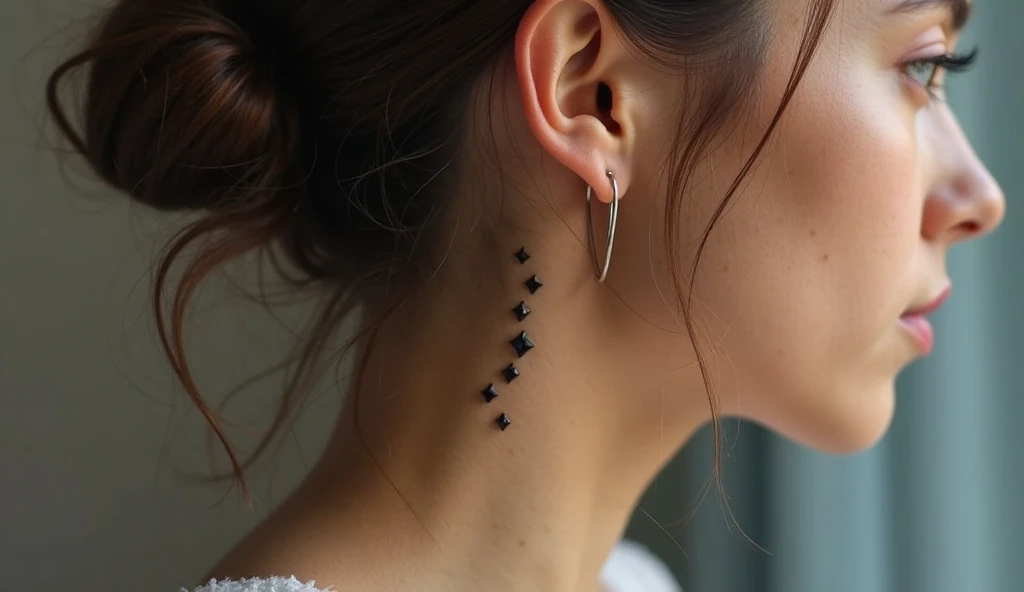 Sparkles Behind Ear Tattoo Idea