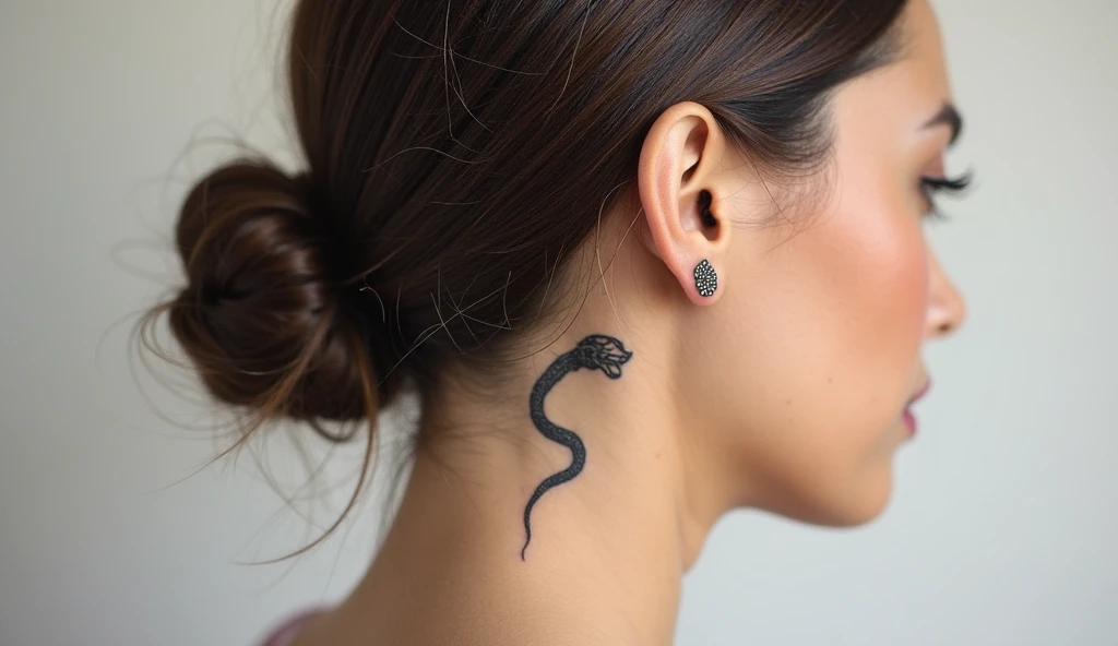 Snake Behind Ear Tattoo Design