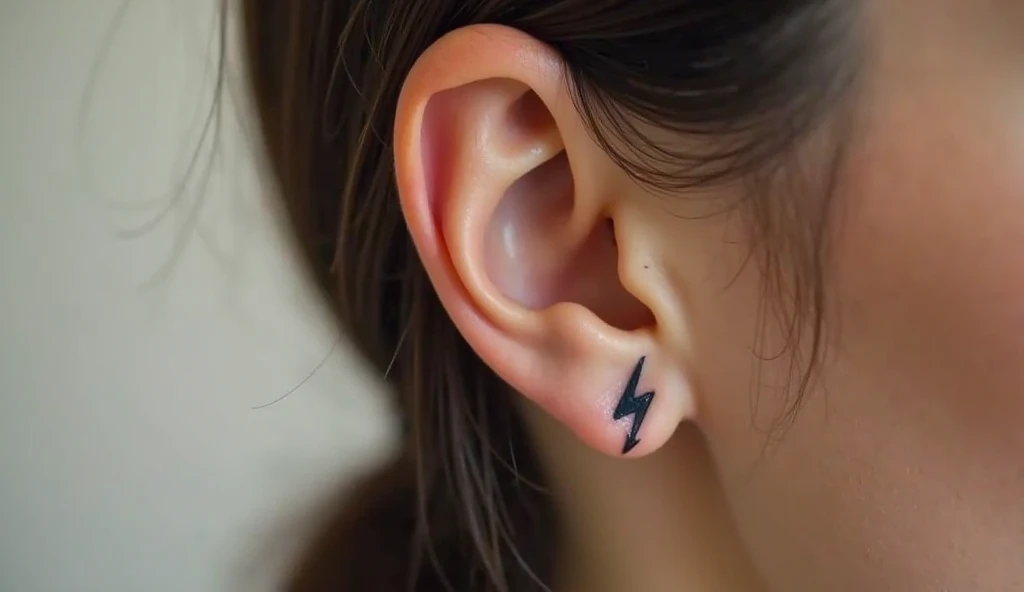 Lightning Bolt Behind Ear Tattoo Design