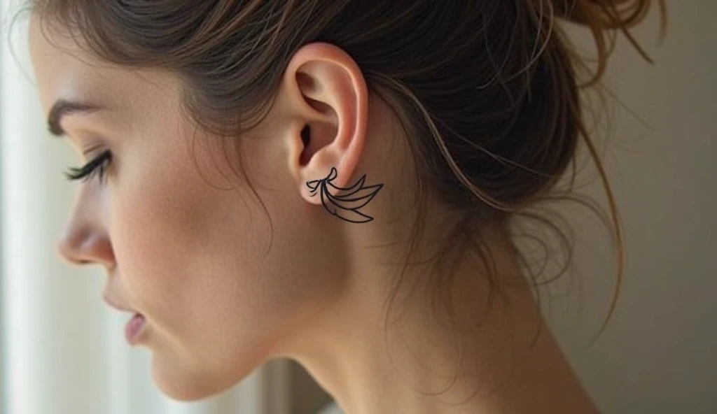 Wings Behind Ear Tattoo Ideas