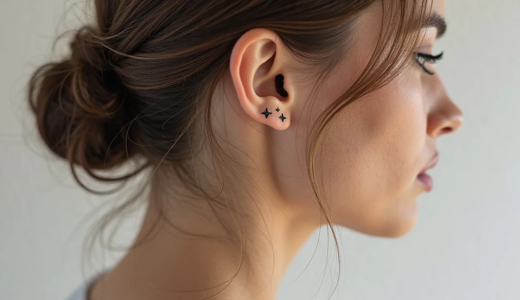 Star Behind Ear Tattoo Designs