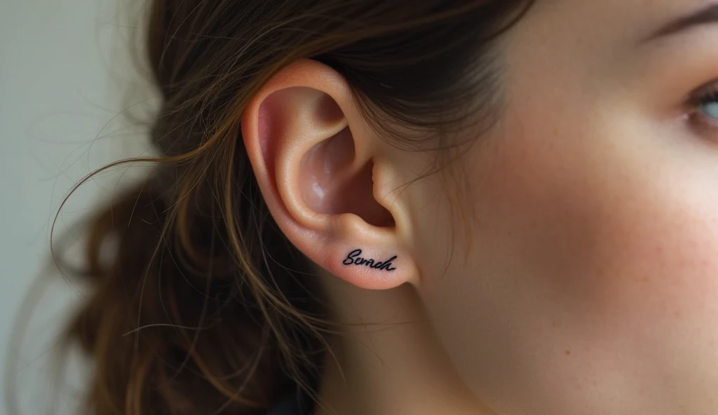 Script Behind Ear Tattoo Ideas