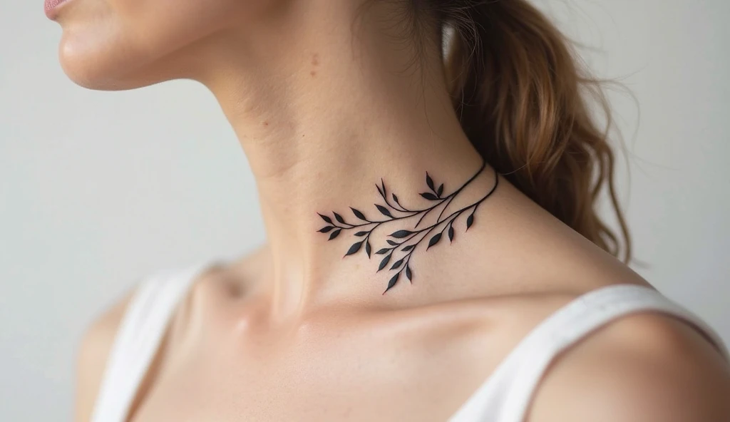 Leaves Single Line Tattoo