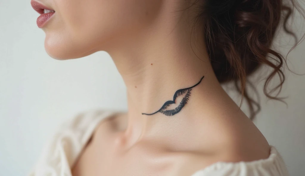 Single Line Tattoo of a Kiss (by Jane Cho style)