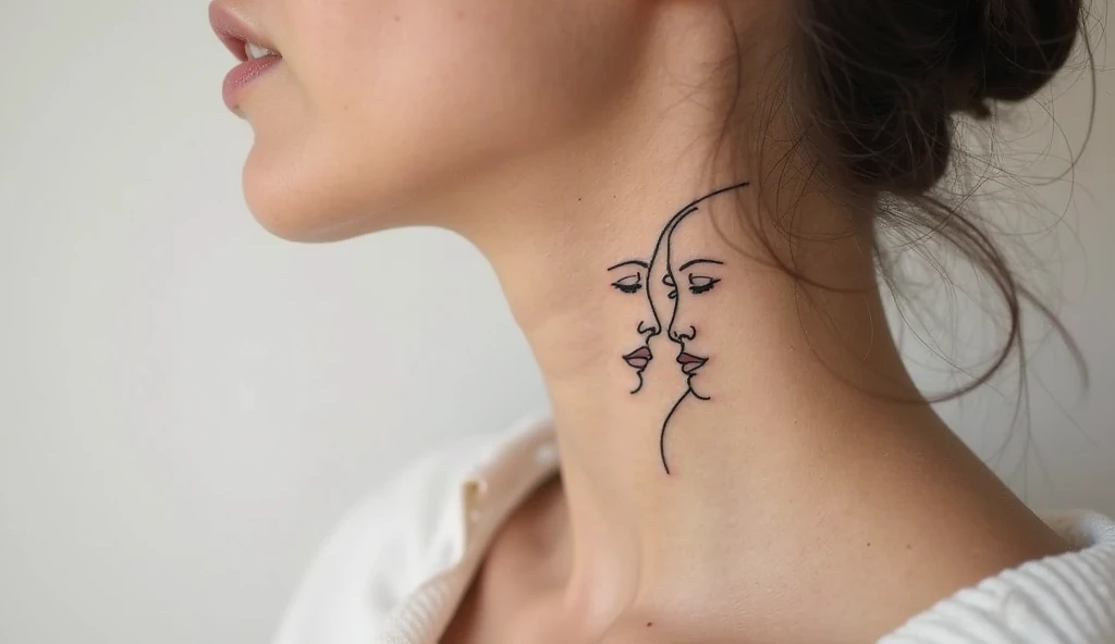 Two Faces in Single Line Art