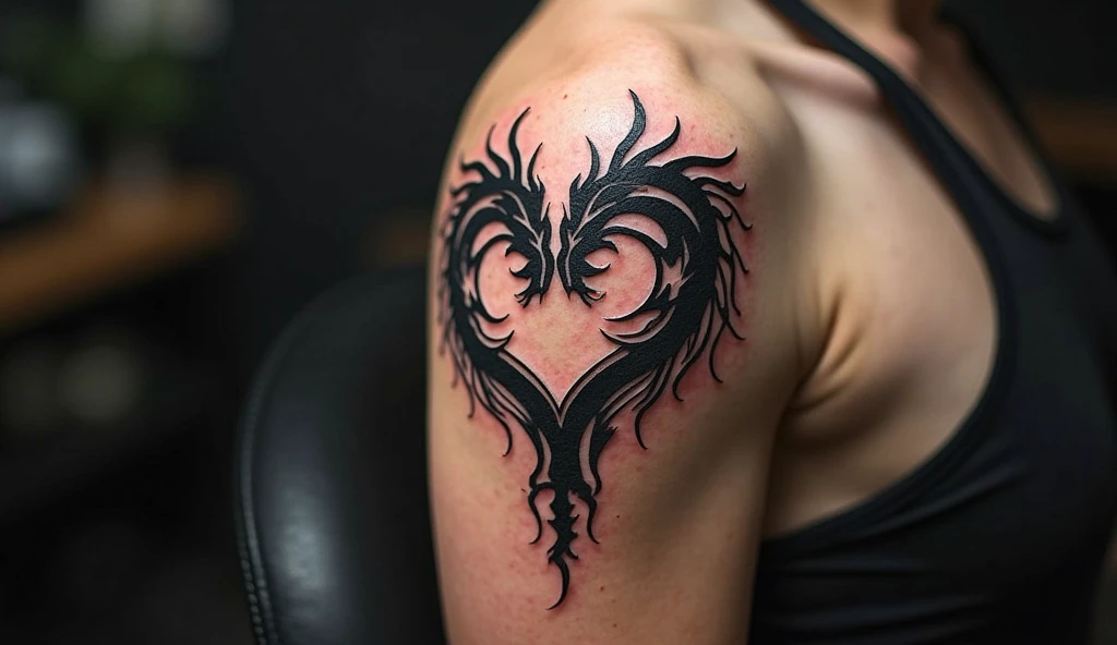 Tribal Dragon Heart Tattoo