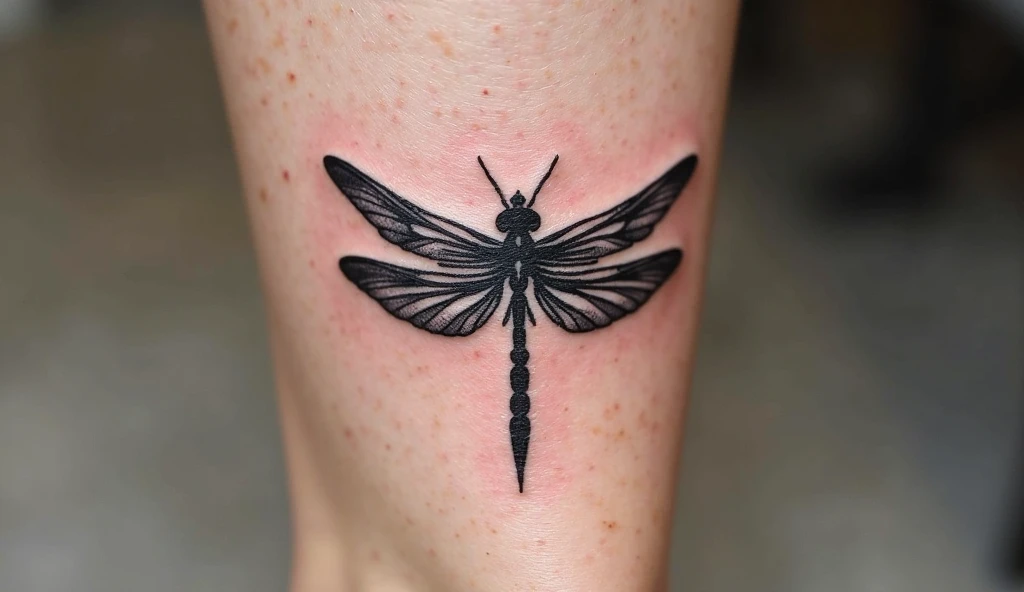 Black Tribal Dragonfly Tattoo
