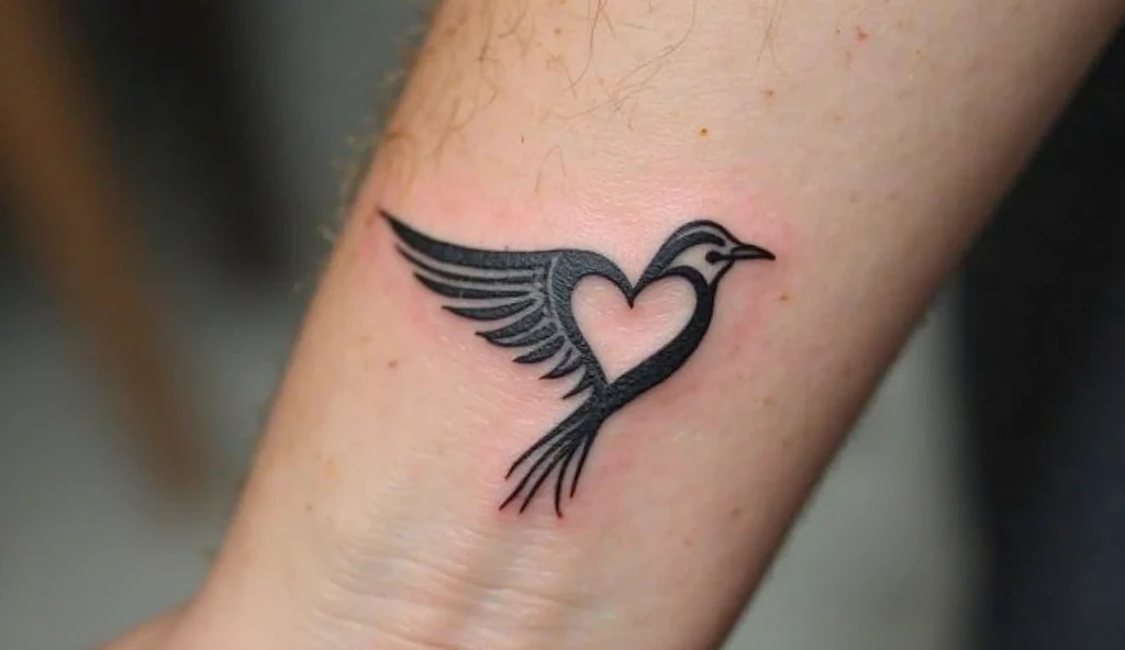 Small Bird Heart Tattoo