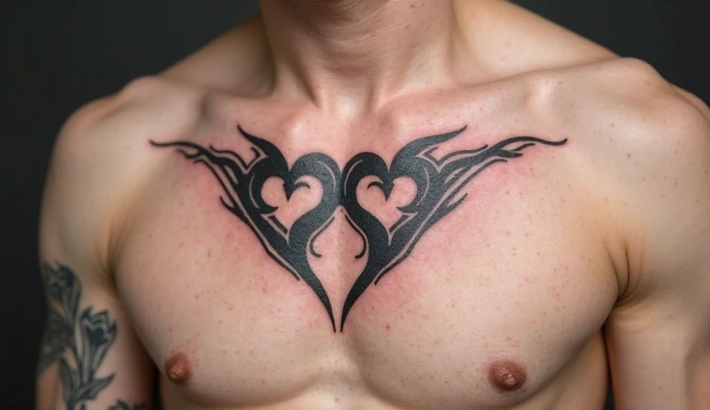 Tribal V Hearts Tattoo