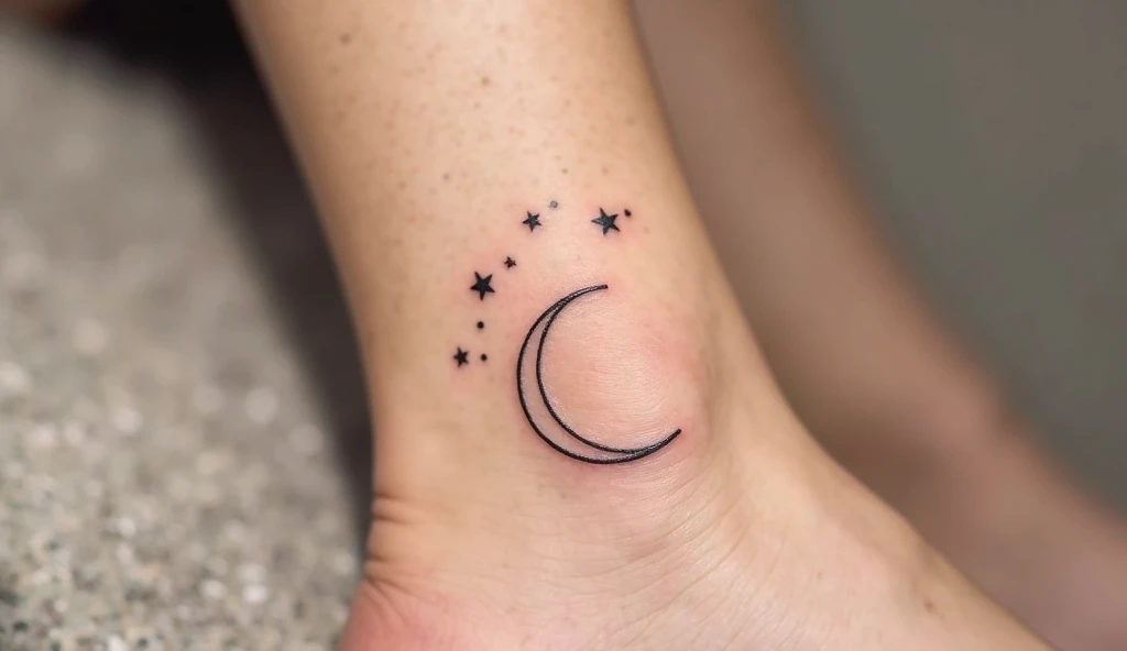 CRESCENT MOON AND STARS TATTOO