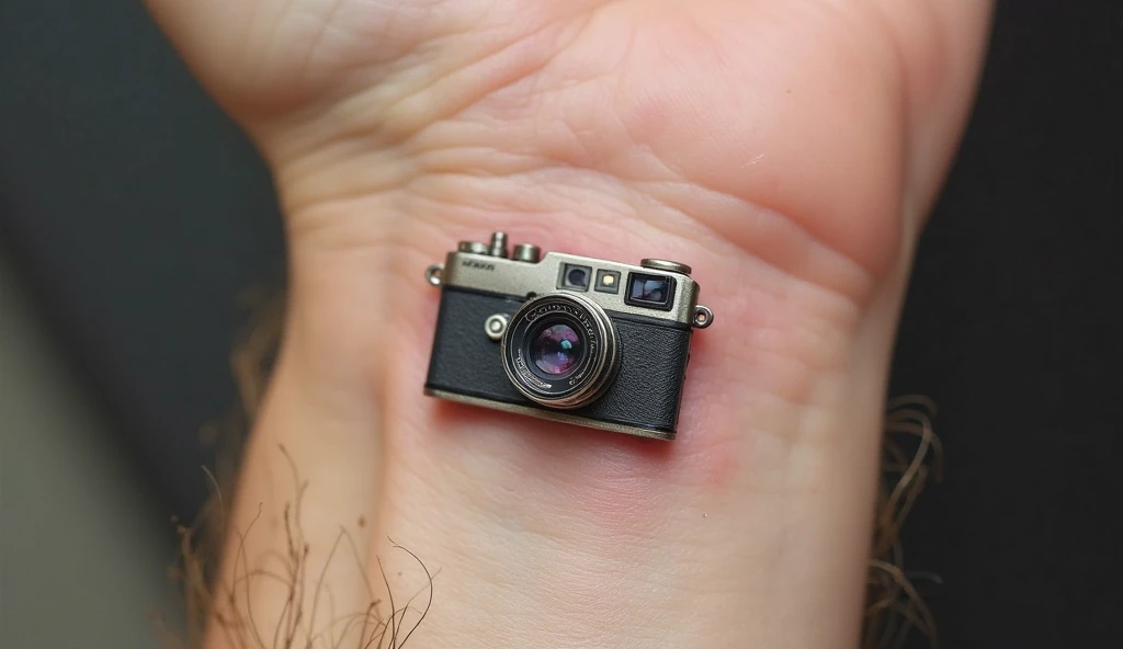 Micro Camera realism tattoo