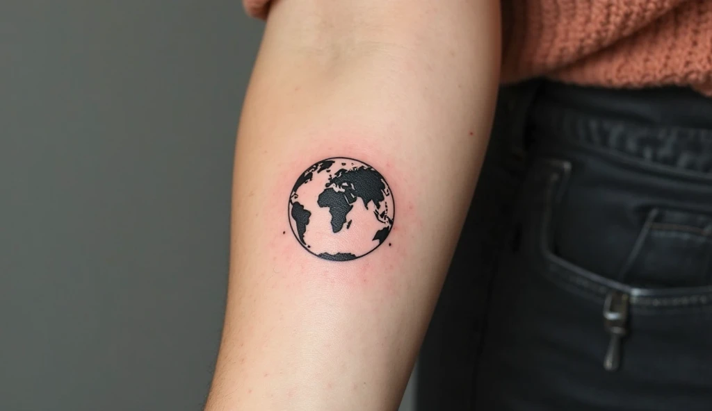 Small Globe realism tattoo